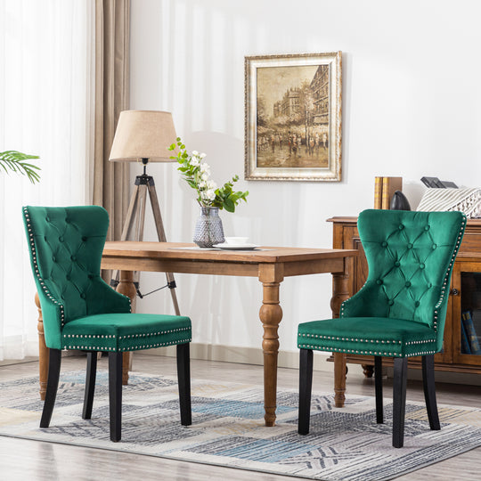 Wordford Velvet Upholstered Tufted Dining Chairs (Set of 2)