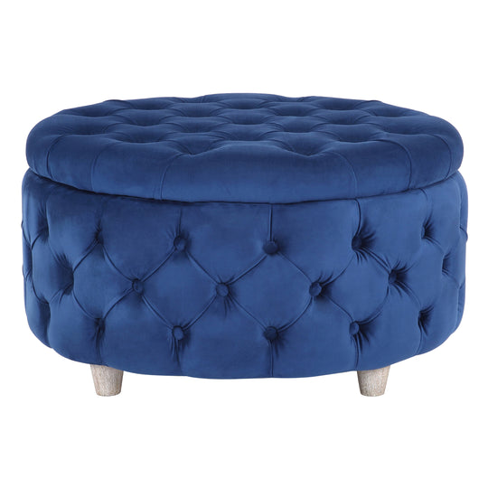 Wordford Round Velvet Tufted Storage Ottoman