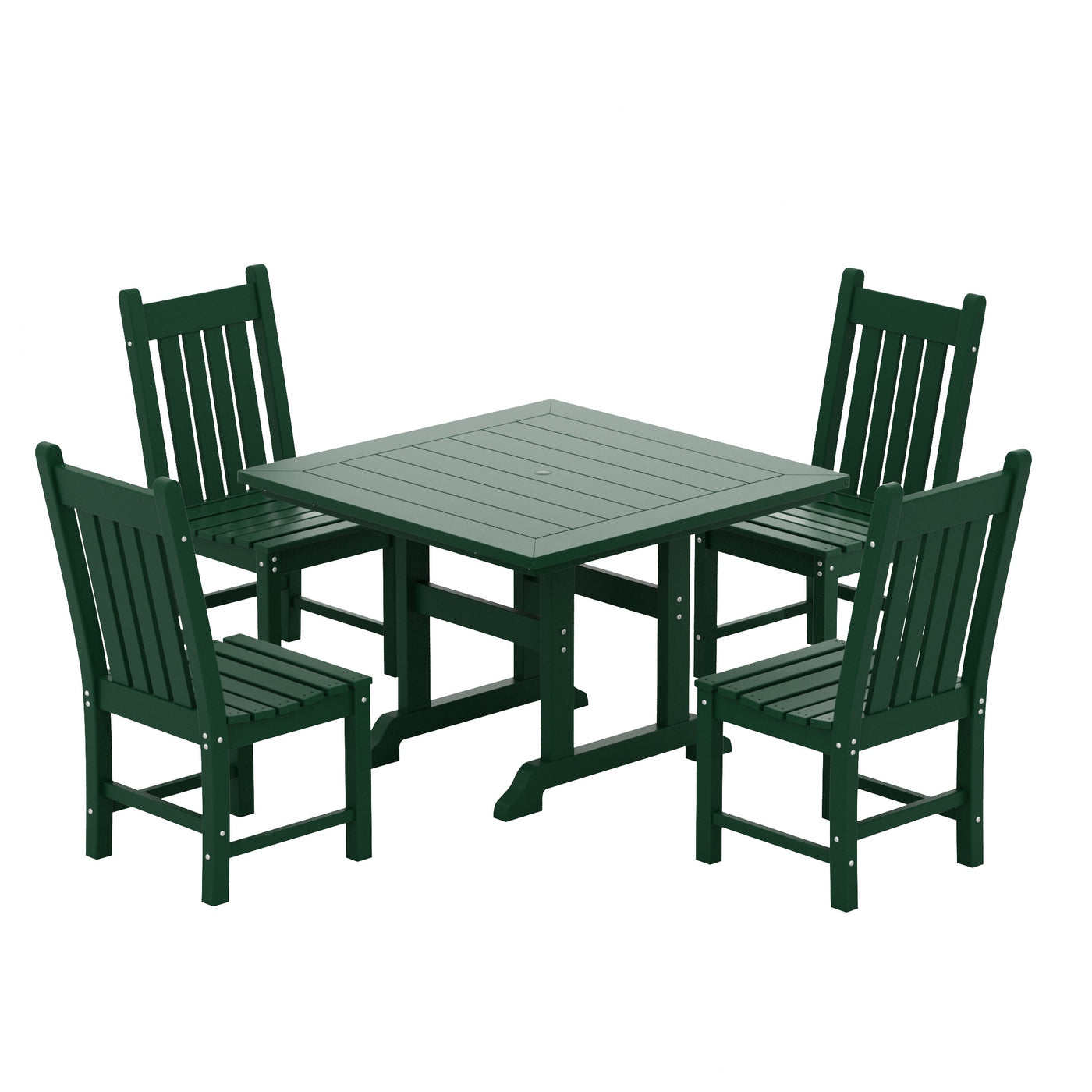 Malibu 5 Piece Outdoor Patio Dining Set Outdoor Square Table and Side Chair
