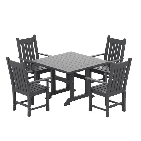 Malibu 5 Piece Outdoor Patio Dining Set Outdoor Square Table and Armchair