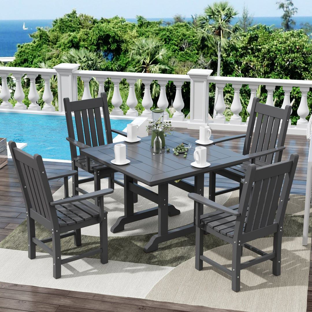 Malibu 5 Piece Outdoor Patio Dining Set Outdoor Square Table and Armchair