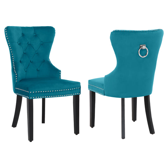 Wordford Velvet Upholstered Tufted Dining Chairs (Set of 2)