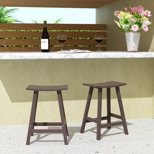 Malibu 24" Outdoor Patio Adirondack Counter Stool (Set of 2)