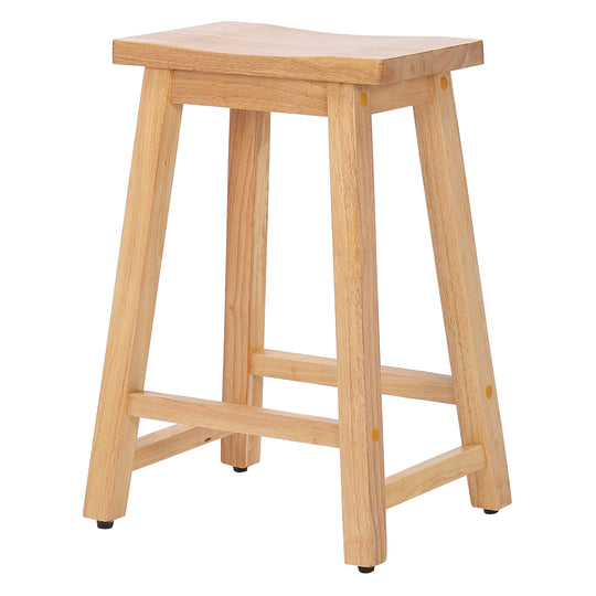 Reed 24" Solid Wood Saddle Counter Stool (Set of 2)