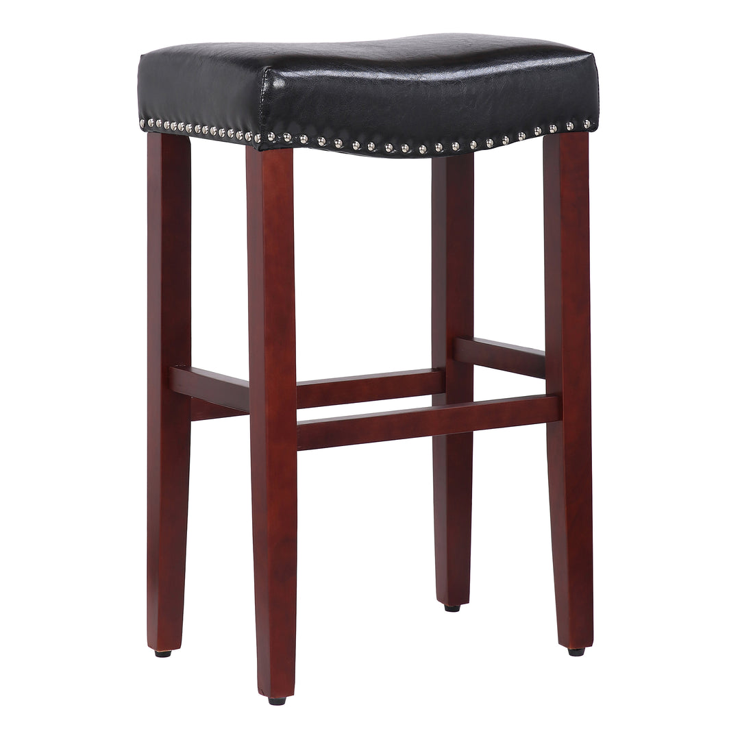 Lenox 29" Upholstered Saddle Seat Bar Stool, Cherry Red