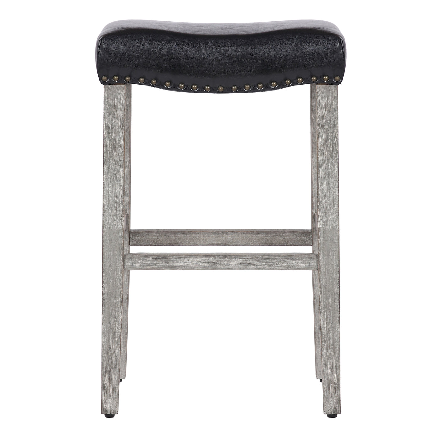 Lenox 29" Upholstered Saddle Seat Bar Stool (Set of 2), Antique Gray
