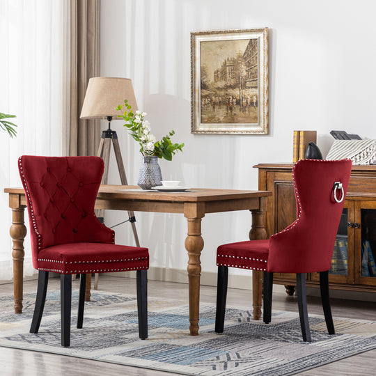 Wordford Velvet Upholstered Tufted Dining Chairs (Set of 2)