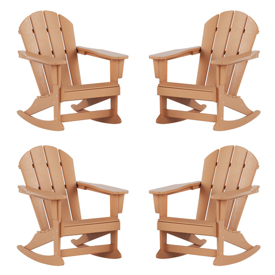 Malibu Outdoor Patio Porch Rocking Adirondack Chair (Set of 4)