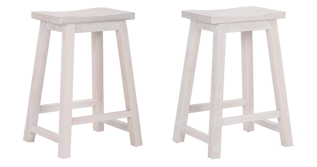 Reed 24" Solid Wood Saddle Counter Stool (Set of 2)