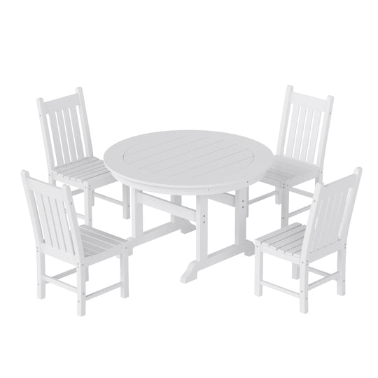 Malibu 5 Piece Outdoor Patio Dining Set Outdoor Round Table and Side Chair