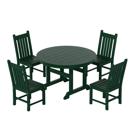 Malibu 5 Piece Outdoor Patio Dining Set Outdoor Round Table and Side Chair