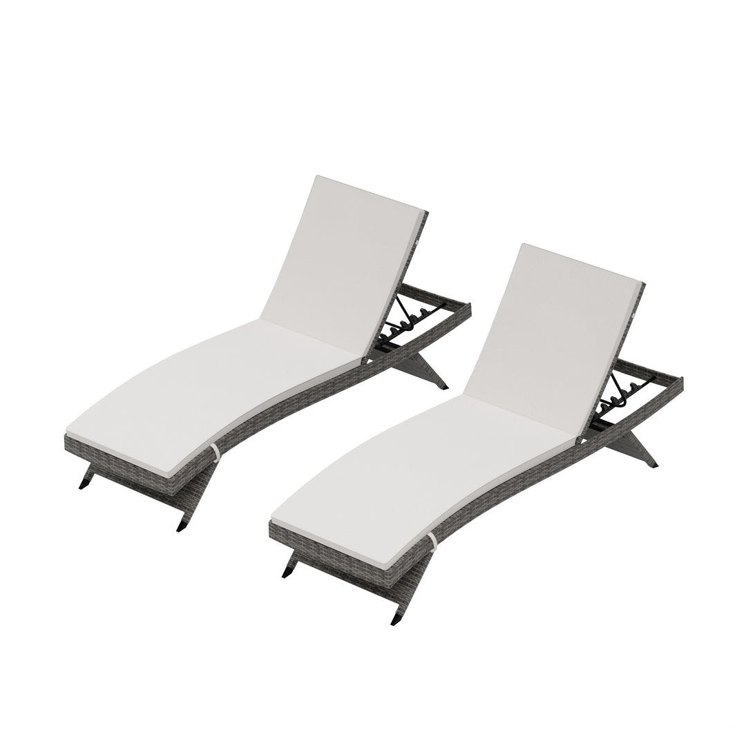 Somerset Grey Rattan Wicker Chaise Lounge with Cushion (Set of 2)