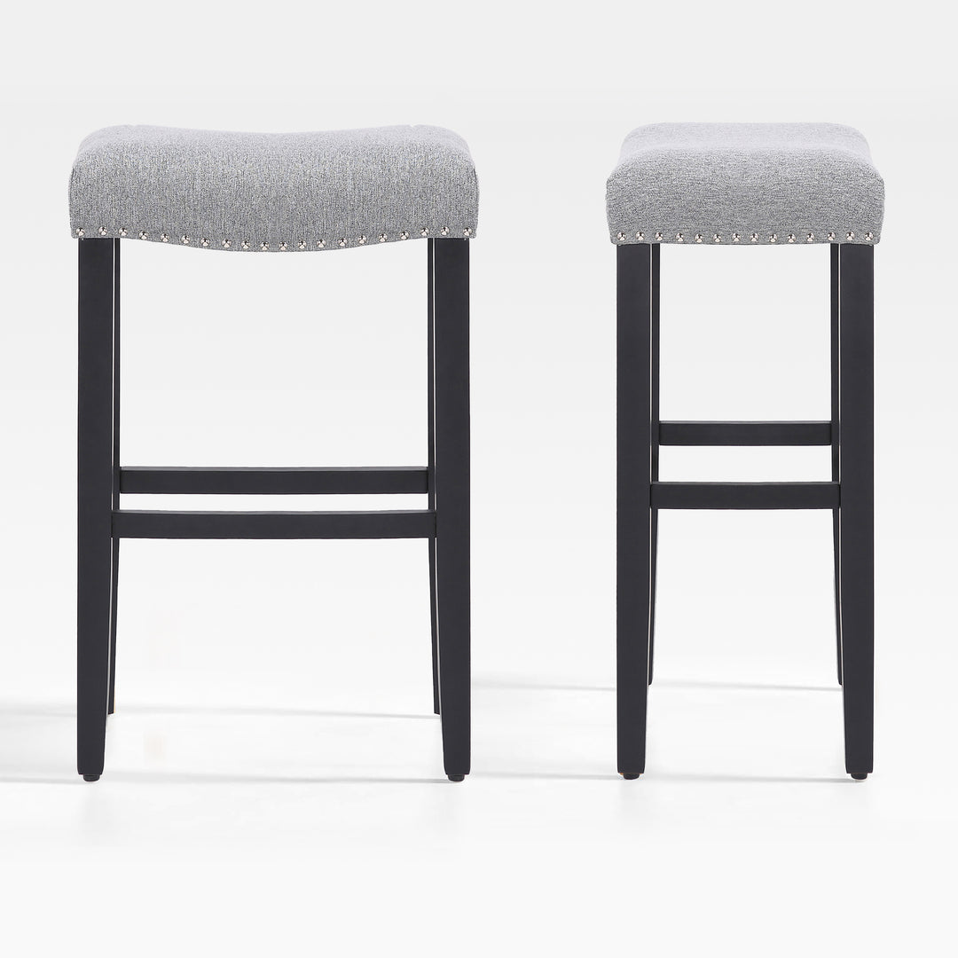 Lenox 29" Upholstered Saddle Seat Bar Stool (Set of 2), Black