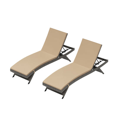 Somerset Grey Rattan Wicker Chaise Lounge with Cushion (Set of 2)