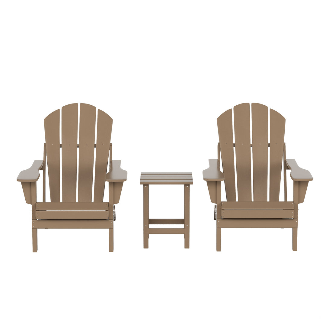 Malibu 3-Piece Set Outdoor Folding Adirondack Chairs with Side Table