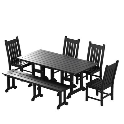 Malibu 6 Piece Outdoor Patio Dining Set Outdoor Table and Side Chair Bench