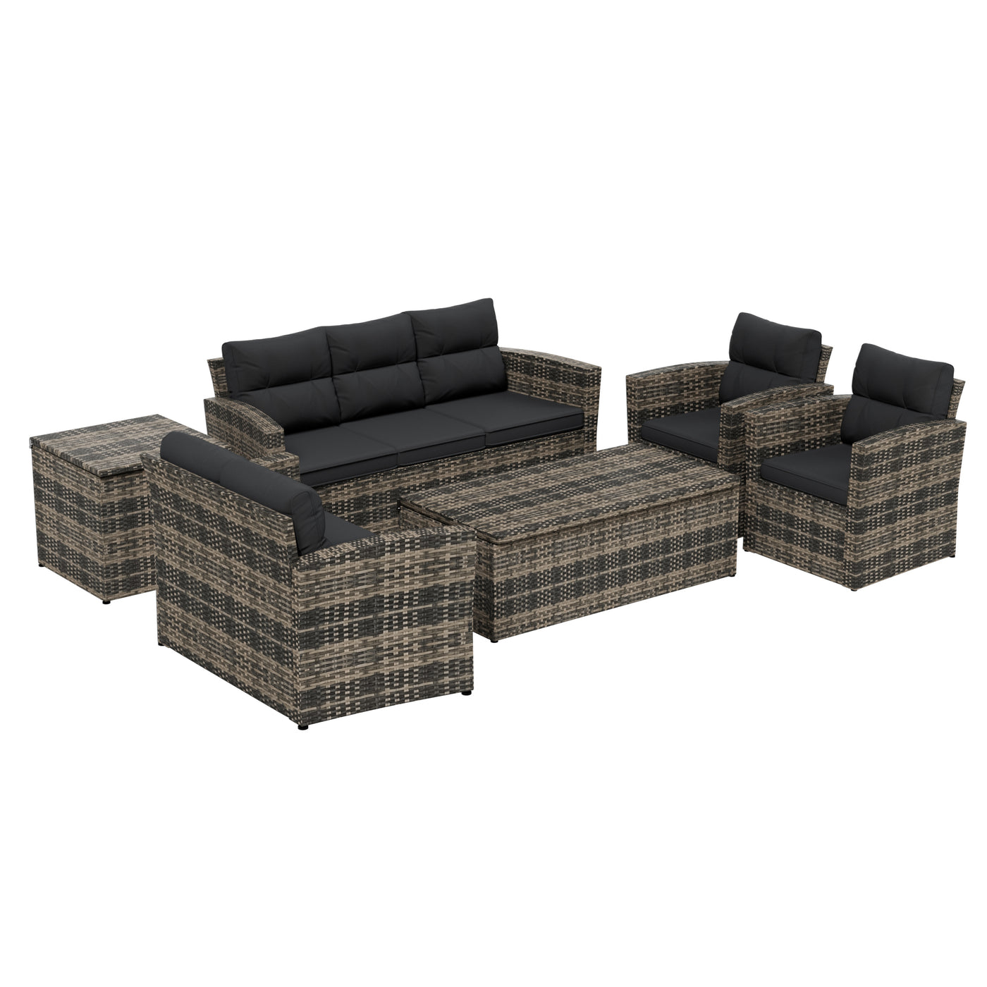 Helio 6-Piece Brown Wicker Outdoor Patio Conversation Sofa Set