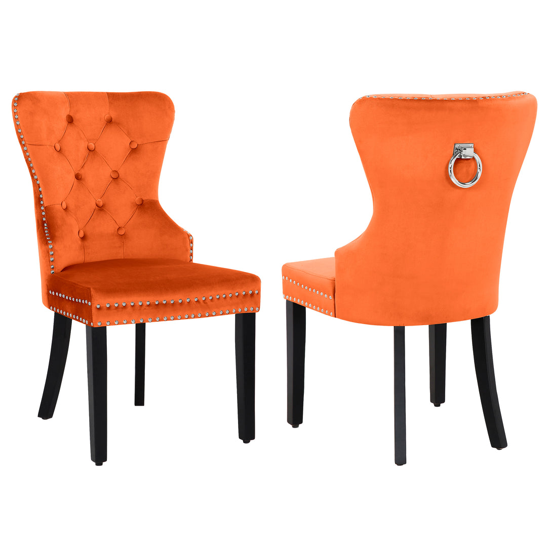 Wordford Velvet Upholstered Tufted Dining Chairs (Set of 2)