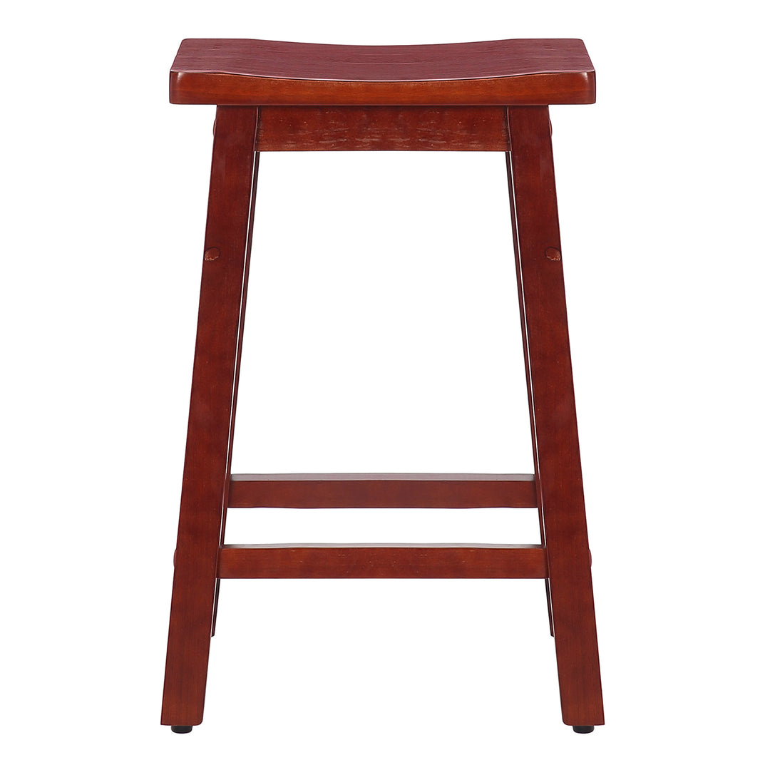 Reed 24" Solid Wood Saddle Counter Stool (Set of 2)