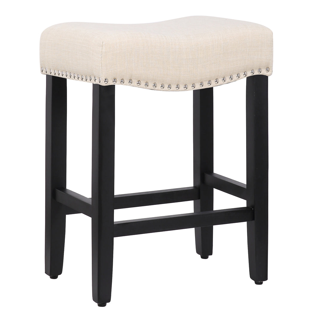 Lenox 24" Upholstered Saddle Seat Counter Stool, Black