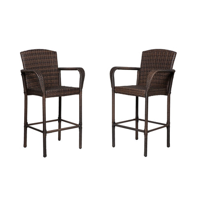 Melvi Outdoor Wicker Rattan Bar stool (Set of 2)