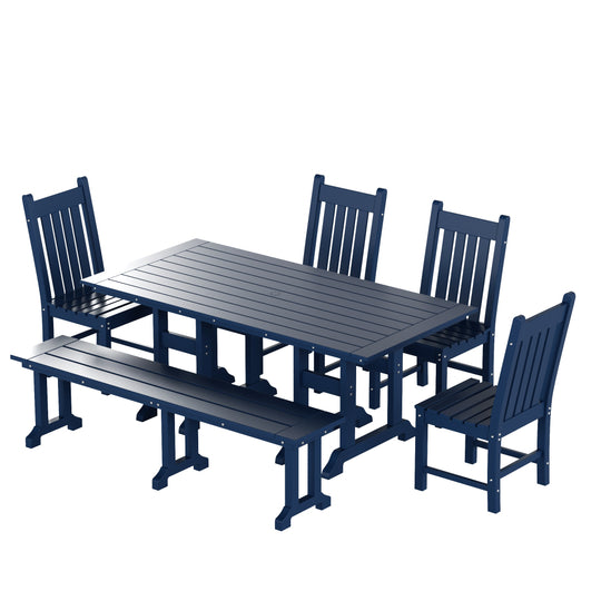 Malibu 6 Piece Outdoor Patio Dining Set Outdoor Table and Side Chair Bench