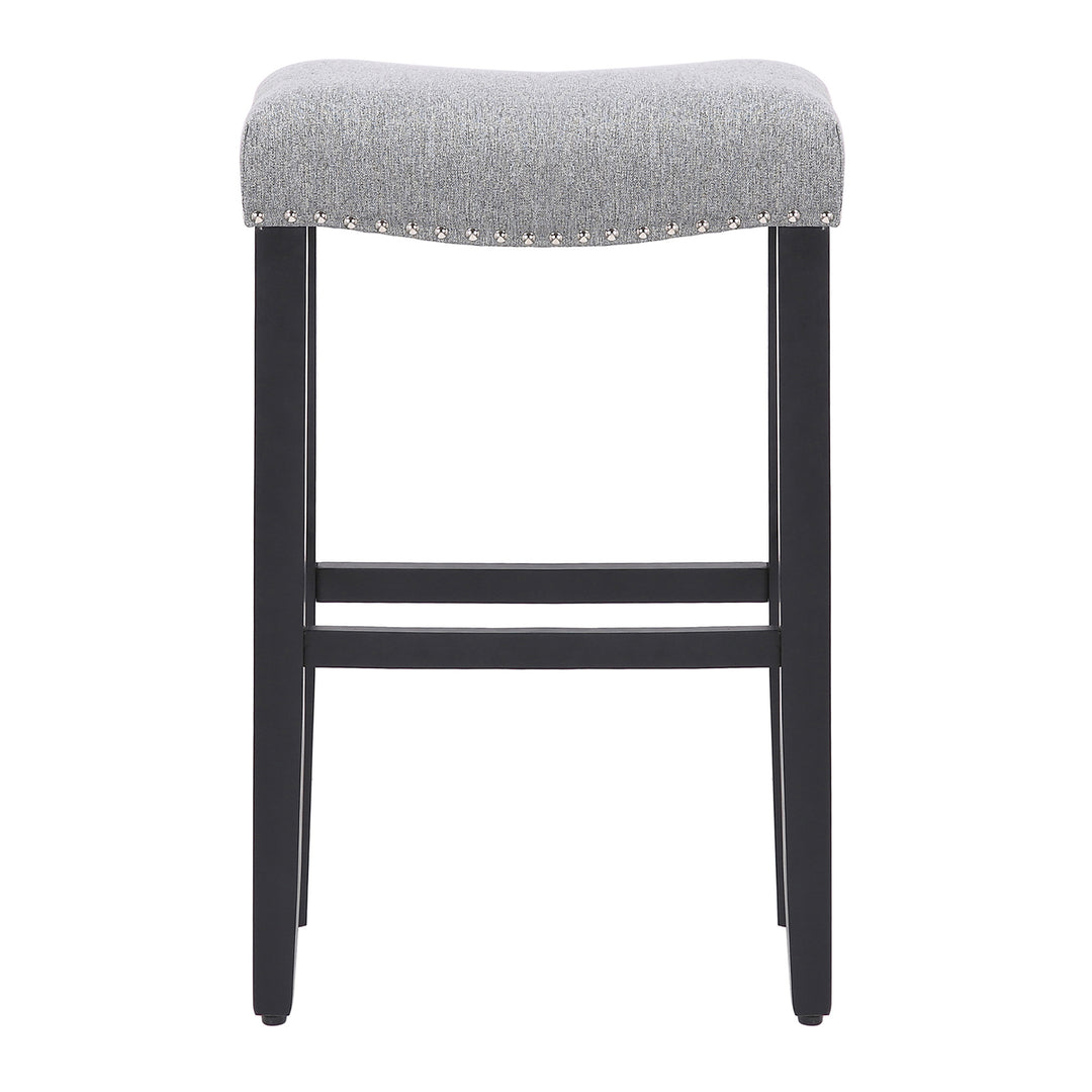 Lenox 29" Upholstered Saddle Seat Bar Stool (Set of 2), Black