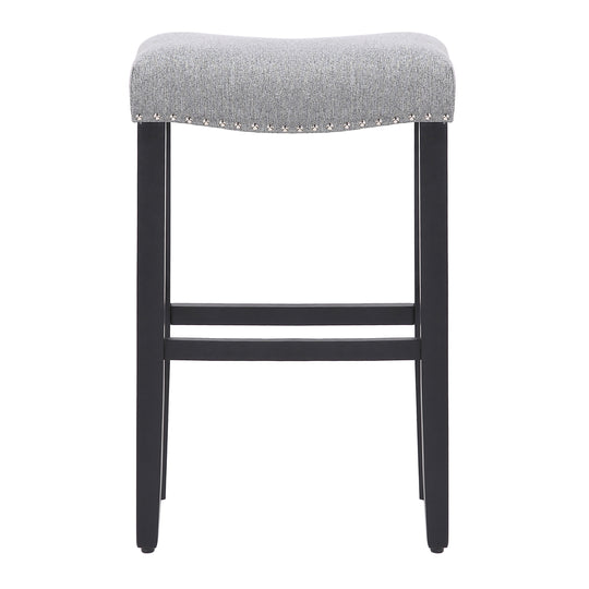 Lenox 29" Upholstered Saddle Seat Bar Stool (Set of 2), Black