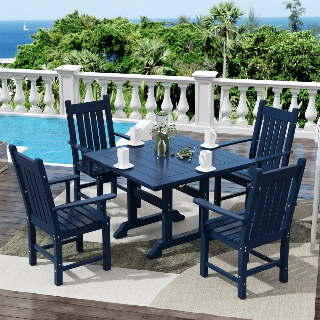 Malibu 5 Piece Outdoor Patio Dining Set Outdoor Square Table and Armchair