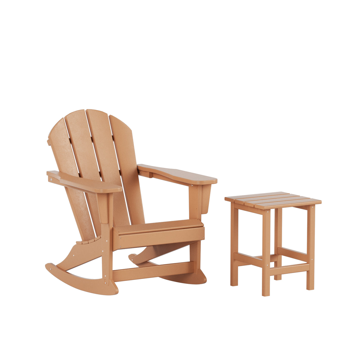 Malibu Outdoor Patio Rocking Adirondack Chairs with Side Table Set