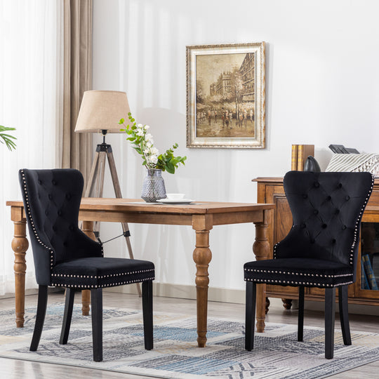 Wordford Velvet Upholstered Tufted Dining Chairs (Set of 2)