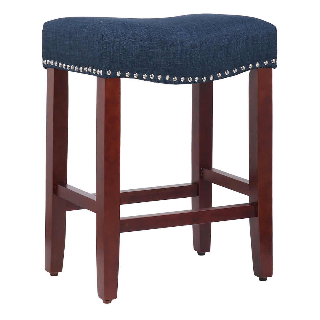 Lenox 24" Upholstered Saddle Seat Counter Stool, Cherry Red