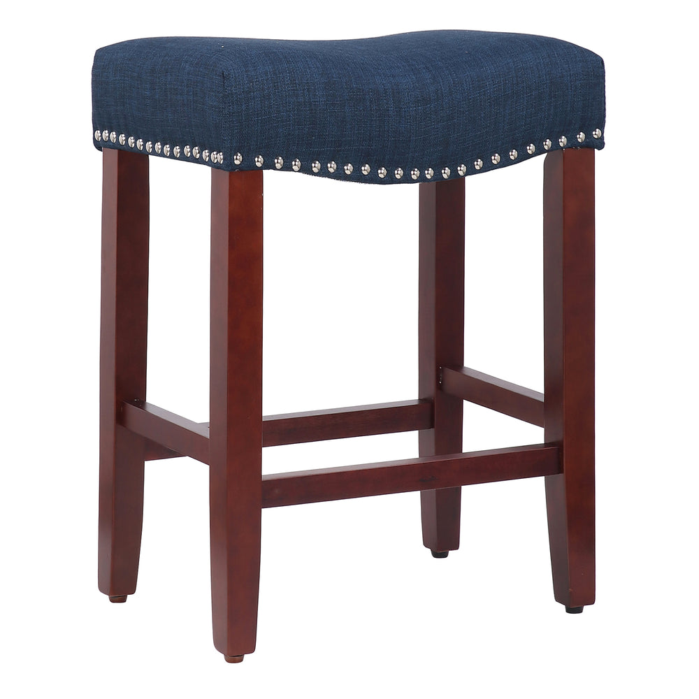 Lenox 24" Upholstered Saddle Seat Counter Stool (Set of 2), Cherry Red