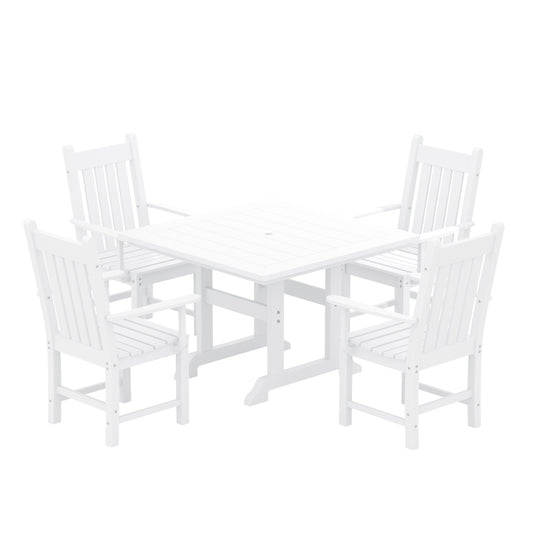 Malibu 5 Piece Outdoor Patio Dining Set Outdoor Square Table and Armchair