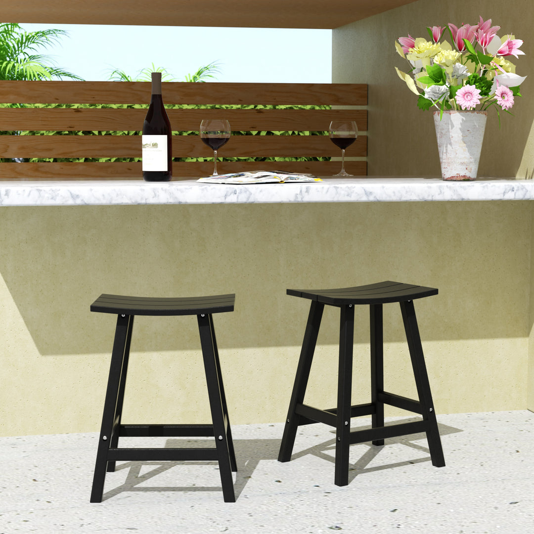 Malibu 24" Outdoor Patio Adirondack Counter Stool (Set of 2)