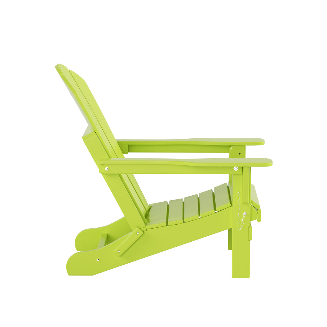 Malibu Outdoor Folding Poly Adirondack Chair with Side Table Set