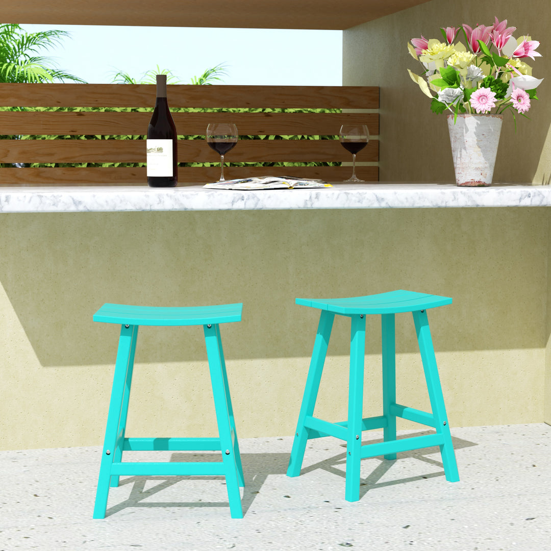 Malibu 24" Outdoor Patio Adirondack Counter Stool (Set of 2)