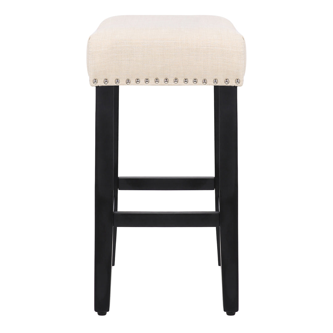 Lenox 24" Upholstered Saddle Seat Counter Stool, Black