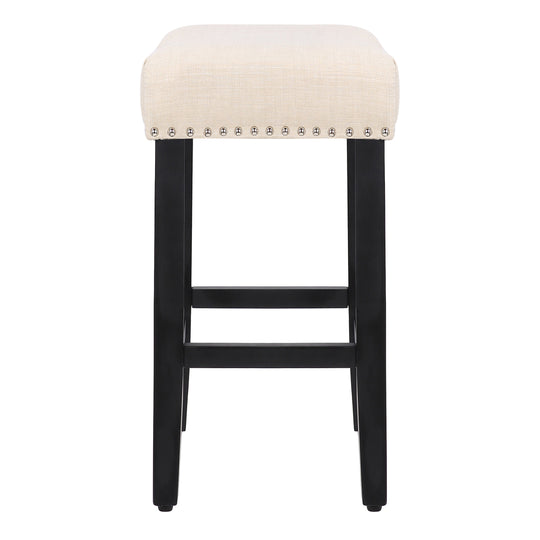 Lenox 24" Upholstered Saddle Seat Counter Stool, Black