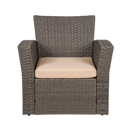 Coastal 4-Piece Outdoor Patio Conversation Set, Grey