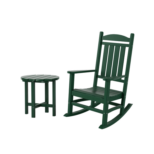 Malibu Outdoor Patio Porch Rocking Chair with Side Table Set