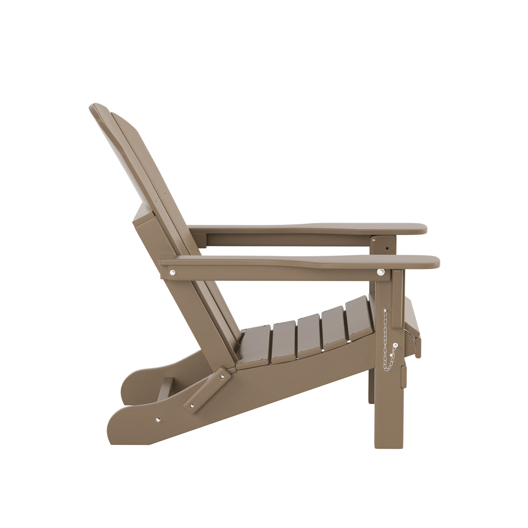 Malibu Outdoor Folding Poly Adirondack Chair with Side Table Set