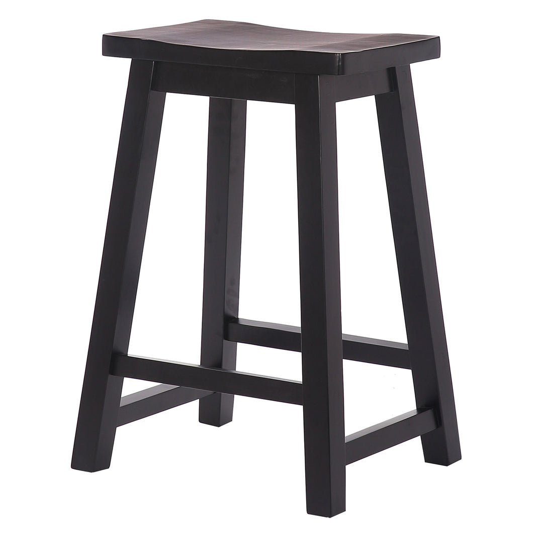 Reed 24" Solid Wood Saddle Counter Stool (Set of 2)