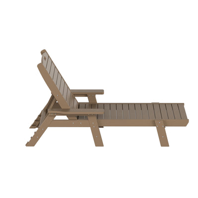 Malibu 3-Piece Adirondack Outdoor Chaise Lounge with Side Table Set