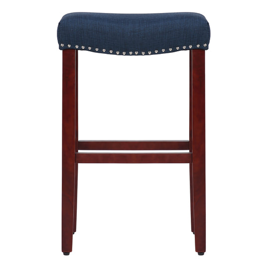 Lenox 29" Upholstered Saddle Seat Bar Stool, Cherry Red