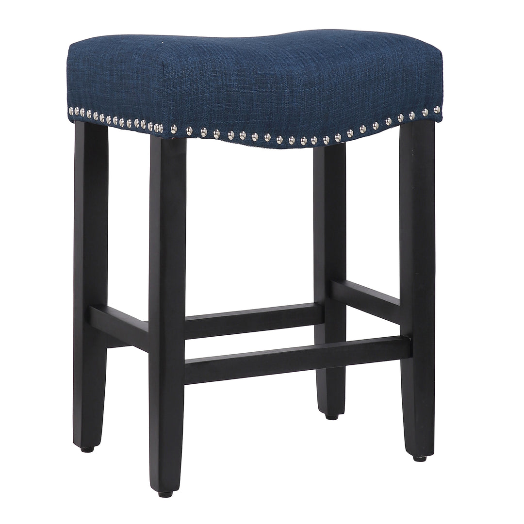 Lenox 24" Upholstered Saddle Seat Counter Stool, Black