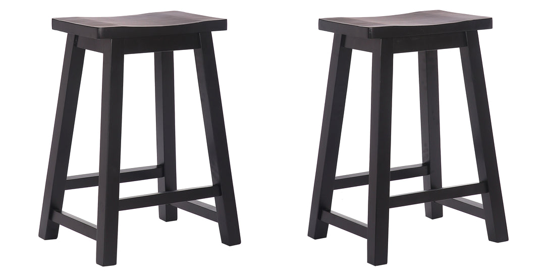 Reed 24" Solid Wood Saddle Counter Stool (Set of 2)