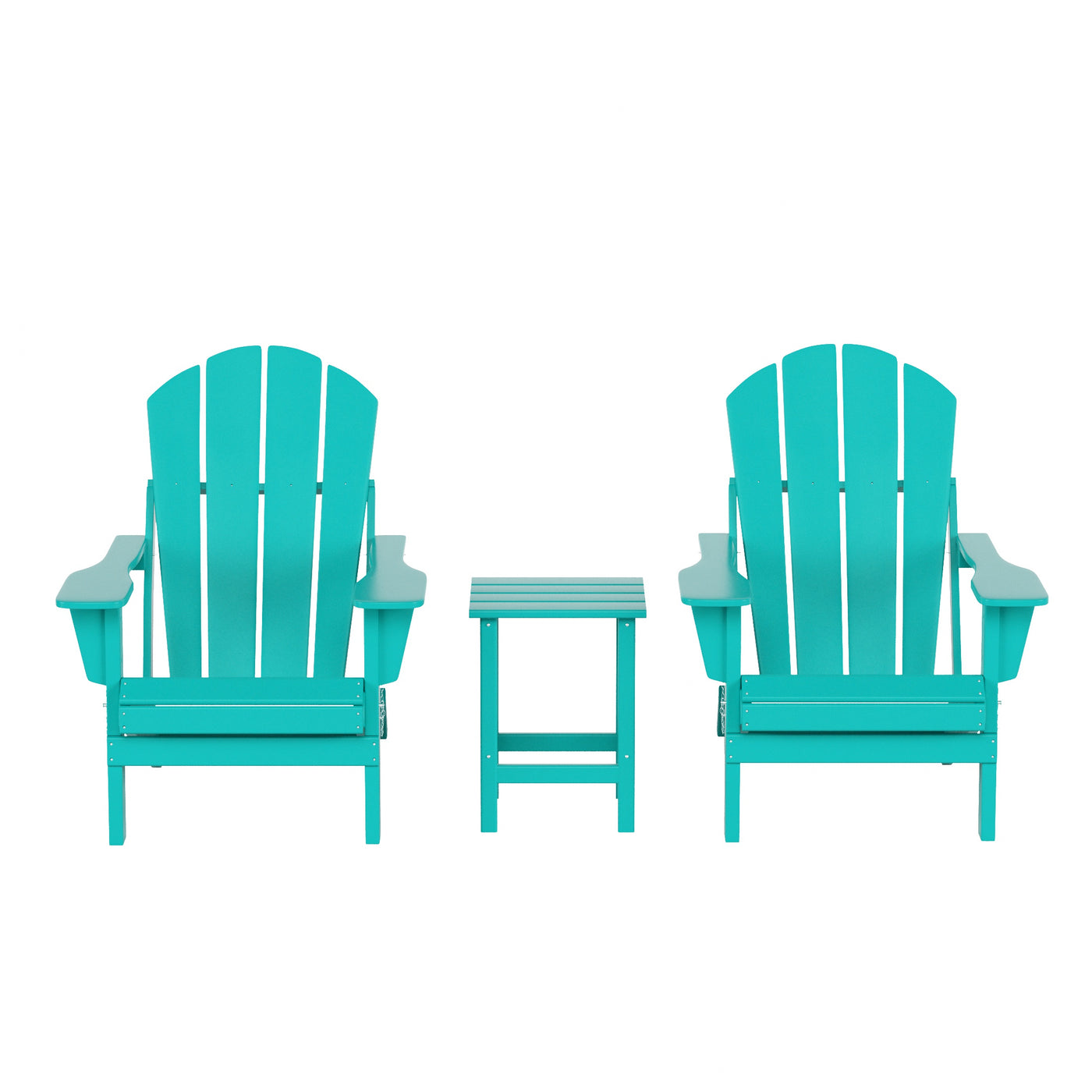 Malibu 3-Piece Set Outdoor Folding Adirondack Chairs with Side Table