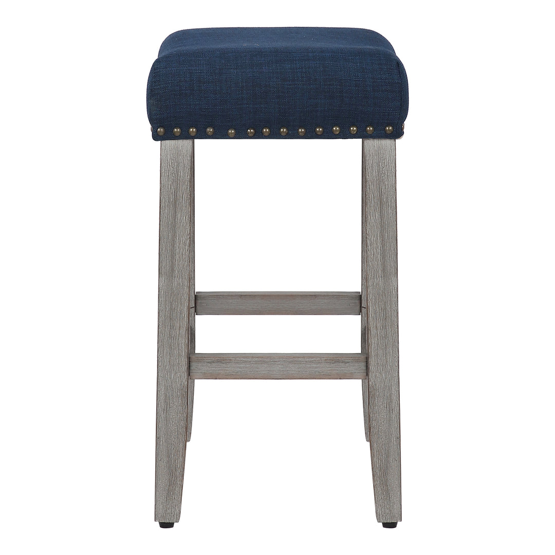 Lenox 24" Upholstered Saddle Seat Counter Stool, Antique Gray