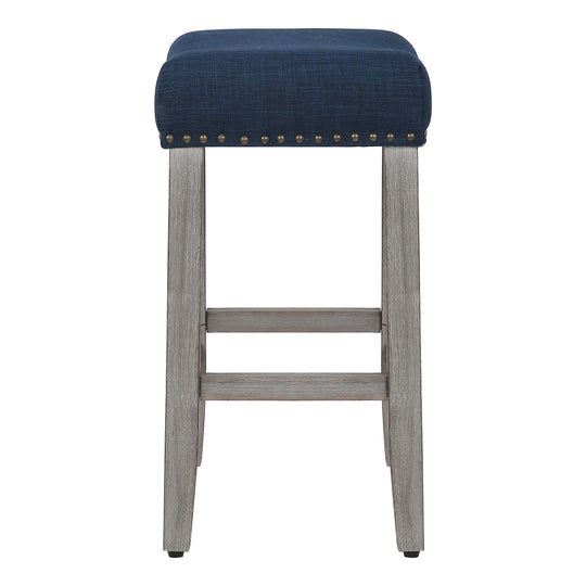 Lenox 24" Upholstered Saddle Seat Counter Stool, Antique Gray